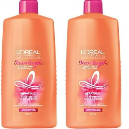 L'Oreal Paris Elvive Dream Lengths Super Detangling Conditioner with Fine Castor Oil and Vitamins B3 and B5 for Long, Damaged Hair, Instantly Detangles to Reduce Breakage with System, 28 Fl Ounce