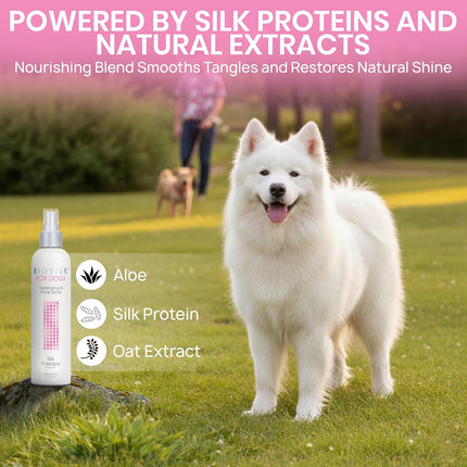 for Dogs Silk Therapy Detangling and Shine Protecting Spray, Ph Balanced Leave-In Mist with Silk and Vitamins for Dematting, Paraben-Free, All Coats and Breeds, 8 Fl Oz