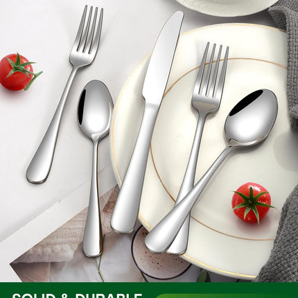 20 Piece Silverware Set, Stainless Steel Flatware Set for 4 Food Grade Novelty Flatware Cutlery Utensil Set Include Knife Fork Spoon Mirror Polished Dishwasher Safe