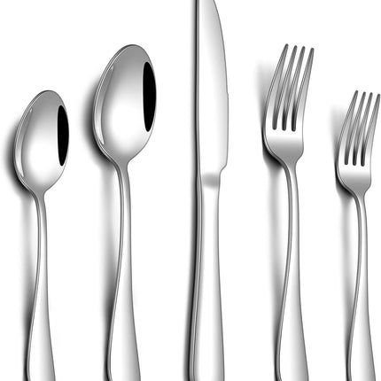20 Piece Silverware Set, Stainless Steel Flatware Set for 4 Food Grade Novelty Flatware Cutlery Utensil Set Include Knife Fork Spoon Mirror Polished Dishwasher Safe