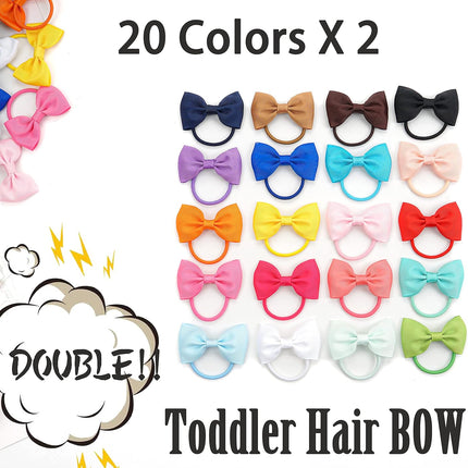 Toddler Hair Accessories - 40Pcs 2.75" Elastics Rubber Ribbon Bands, Bows for Baby Girls, Kids & Children
