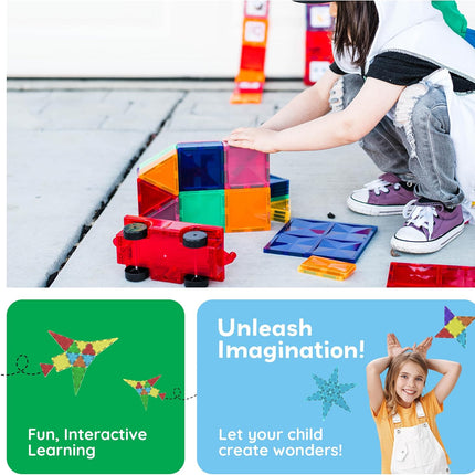 60 Piece Set 60Pcs Magnet Building Tiles Clear Magnetic 3D Blocks Construction Playboards - Creativity beyond Imagination, Inspirational, Recreational, Educational, Conventional