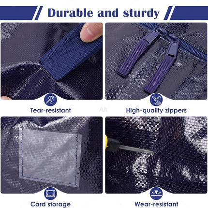 6 Pack Moving Bags Heavy Duty 210GSM with Full-Open Side Zipper, 93L 220Lbs Waterproof Foldable Storage Totes for College Dorm Move-In, Moving Boxes Alternative & Home Organization, Blue