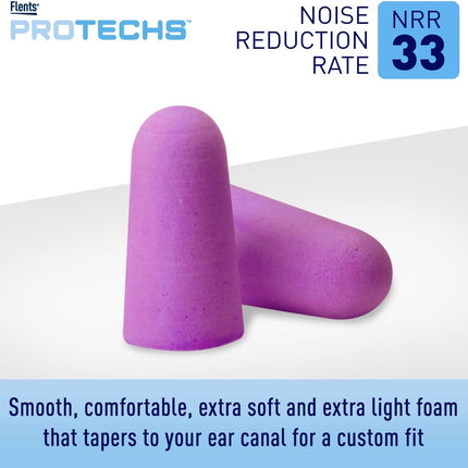 Protechs Quiet Time Foam Ear Plugs, NRR 33, 10 Pair, Purple | Reusable Foam Ear Plugs for Sleeping, Snoring, Loud Noise, Traveling, Concerts, Construction, Studying, Work & Shooting