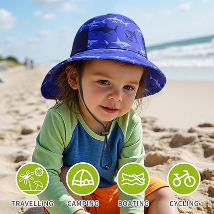 Baby UPF 50+ Sun Hat – Adjustable Wide-Brim Bucket Hat with Neck Flap, 0-6 Months