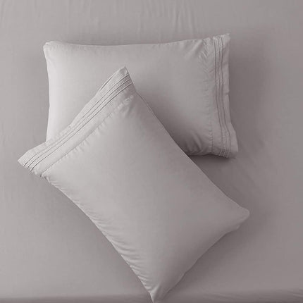 SONORO KATE 1800 Series Full Bed Sheet Set – 4-Piece Super Soft Microfiber Bedding with 16-Inch Deep Pockets, Wrinkle Resistant, Hypoallergenic Luxury Sheets, Grey