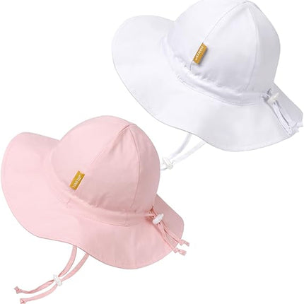 Baby Girl UPF 50+ Sun Hat – Adjustable Wide Brim Bucket Hat for Toddlers & Kids Outdoor Beach Protection