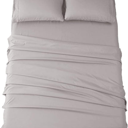 SONORO KATE 1800 Series Full Bed Sheet Set – 4-Piece Super Soft Microfiber Bedding with 16-Inch Deep Pockets, Wrinkle Resistant, Hypoallergenic Luxury Sheets, Grey