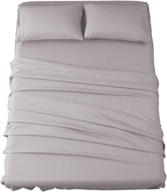 SONORO KATE 1800 Series Full Bed Sheet Set – 4-Piece Super Soft Microfiber Bedding with 16-Inch Deep Pockets, Wrinkle Resistant, Hypoallergenic Luxury Sheets, Grey