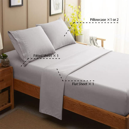 SONORO KATE 1800 Series Full Bed Sheet Set – 4-Piece Super Soft Microfiber Bedding with 16-Inch Deep Pockets, Wrinkle Resistant, Hypoallergenic Luxury Sheets, Grey