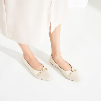 BABUDOG Women's Ballet Flats – Crimped Faux Suede Pointed-Toe Dress Shoes