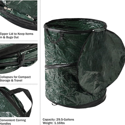 29.5-Gallon Pop up Outdoor Garbage Can - Collapsible Trash Can for Parties, Yard Waste, or Laundry - Camping Accessories by