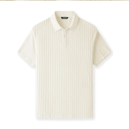 Mens Casual Polo Shirt Summer Short Sleeve Vacation Button Beach Knit Stretchy Golf Shirts
