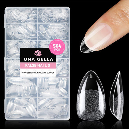 Short Almond Nail Tips: 504PCS Short Fake Nails Soft Press on Gel Nail Tips Pre Shaped Almond Shape Home Nail Extension Full Cover, 12 Sizes Acrylic Gelly Tips