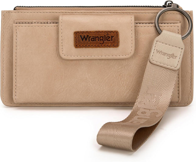 X Wrangler Minimalist Wristlet with Wallet Large Clutch Wallet Women Rfid Card Cases & Money Organizers with Coin Purse and Smooth Zipper