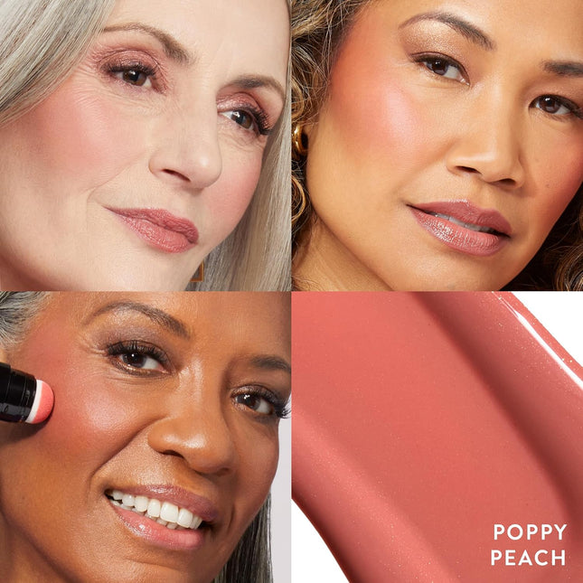 Serum Blush Tint, Lightweight Liquid Blush for Cheeks, Weightless Watercolor Sheer Finish, Poppy Peach