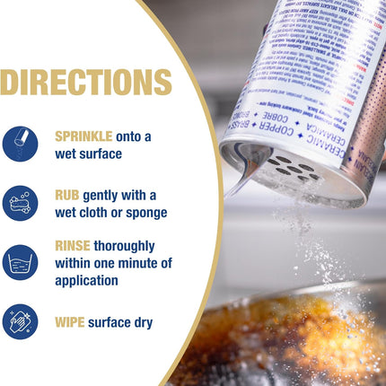 Cookware Cleanser & Polish (2 X 12 Oz) Stainless Steel Cleaner & Degreaser for Pots, Pans, Bakeware & Grills - Removes Sticky Residue, Rust Stains & Lime Deposits