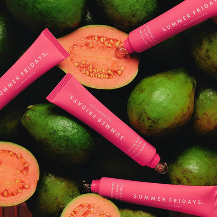 Lip Butter Balm - Moisturizing Lip Gloss for Instant Shine + Sheer Color - with Nourishing Shea Butter - Everyday Makeup + Skin Care Summer Essentials - Vegan - Pink Guava (.5 Oz)