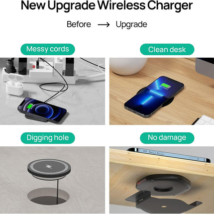 Invisible Wireless Charger,30Mm under Desk Charger Mat, Furniture Table Nightstand Desktop Charging Station for Iphone17/16/15/14/13/12/Samsung/Lg/Google Pixel Desk Essentials(With QC Adapter)