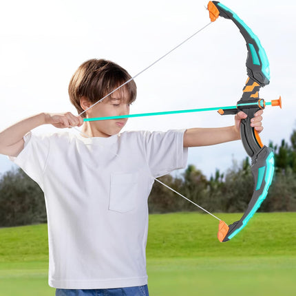 Kids Bow and Arrow Set, LED Light up Archery Toy Set with 9 Suction Cup Arrows, Target & Arrow Case, Indoor and Outdoor Hunting Play Gift Toys for Kids, Boys & Girls Ages 6-12