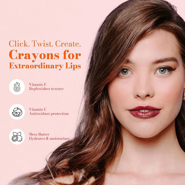 Retractable Lip Crayon, High Shine Long Lasting Lip Liner with Vitamins C & E, Shea & Cocoa Butter, Ultra Smooth Full Coverage Lipstick with Antioxidant Protection, Cognac