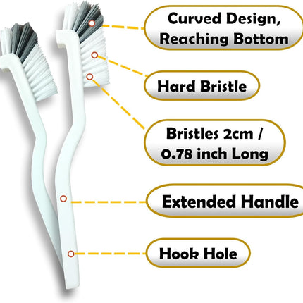 Grout Brush, Crevice Cleaning Brush Set, Stiff Bristle Scrub Brush | Ideal for Bathroom Cleaning Supplies, Tile, Shower Corners and Small Spaces. Nylon Brushes for Cleaning Grout Effectively