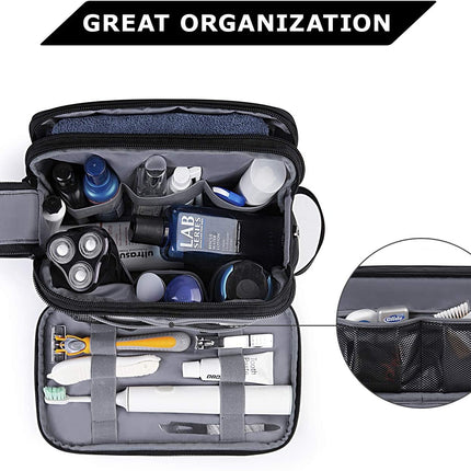 Toiletry Bag for Men, Travel Toiletry Organizer Dopp Kit Water-Resistant Shaving Bag for Toiletries Accessories, Door Room Essentials, Black-Medium