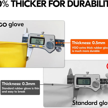 3-Pairs Reusable Household Gloves, Rubber Dishwashing Gloves, Extra Thickness, Long Sleeves, Kitchen Cleaning, Working, Painting, Gardening, Pet Care (Size L, Yellow, HH4601)
