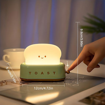Cute Desk Decor Toaster Lamp, Kawaii LED Toast Bread Night Light Rechargeable and Portable Light with Timer, Christmas Gifts Ideas for Baby Kids Girls Teens Teenages