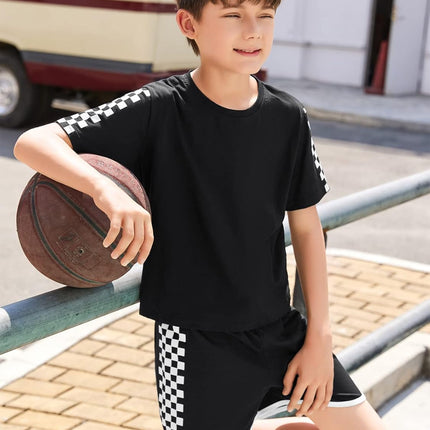 Unisex Girls Boys 2 Piece Outfits Crop Tops and Shorts Set Soft Cotton Clothing Sets Sports Tracksuit