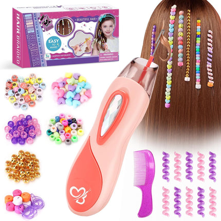 Hair Beads for Kids Girls, Gifts for 5 6 7 8 9 10 Year Old Girl, DIY Hair Accessories Kits with Reusable Beads, Hair Gem Stamper Kit for Kids Age 6-12 Creative Birthday Gifts Girls Toys Age 6-8