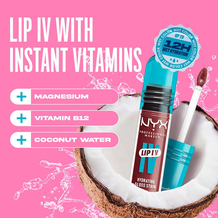Lip IV Hydrating Glossy Lip Stain with 12HR Hydration - Drippin in Rose (Pink)