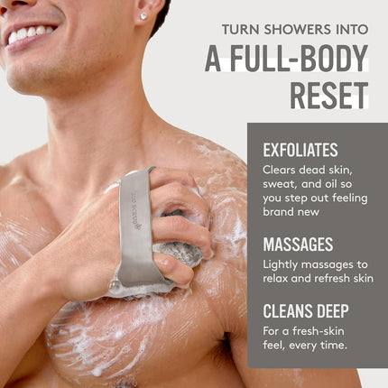 ® Antimicrobial Silicone Body Scrubber, Exfoliating Body Brush for Sensitive Skin, Antibacterial Shower Scrubber for Body, Bathroom Essentials for Men & Women, Clay