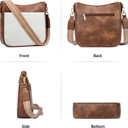 Crossbody Bags for Women Trendy Vegan Leather Hobo Purses Shoulder Handbags Wide Shoulder Strap