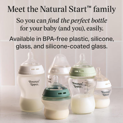 Natural Start 12 Piece BPA Free Bottle Set, Includes 2 X 5 Oz, 3 X 9 Oz, 1 X 11 Oz Bottles, Newborn 0+ Months, Slow, Medium & Thicker Flow Breast-Like Nipples, Cleaning Brush, Clear