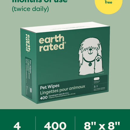 Pet Wipes for Dogs and Cats, Hypoallergenic, Cleaning and Hydrating, for Grooming Paws, Body and Butt, Unscented, 400 Count