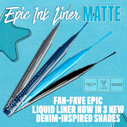 PROFESSIONAL MAKEUP Epic Ink Liner, Waterproof Liquid Eyeliner - Black, Vegan Formula