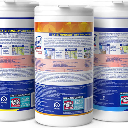 Disinfecting Wipes, All Purpose Cleaner, Multi-Surface Antibacterial Cleaning Wipes, Household Cleaning Supplies, Dorm Essentials, Lemon + Crisp Linen + Mango & Hibiscus Scent, 80 Ct. (3 Pack)