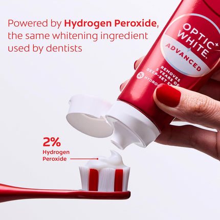 Optic White Advanced Hydrogen Peroxide Toothpaste, Teeth Whitening Toothpaste Pack, Enamel-Safe Formula, Helps Remove Tea, Coffee, and Wine Stains, Sparkling White, 3 Pack, 3.2 Oz