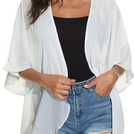 Women'S Floral Print Puff Sleeve Kimono Cardigan Loose Cover up Casual Blouse Tops 2026