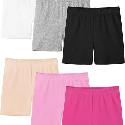 6 Pack Girls Bike Shorts under Dress Dance Cartwheel Shorts for Toddler Kids Summer Clothes Multicolor