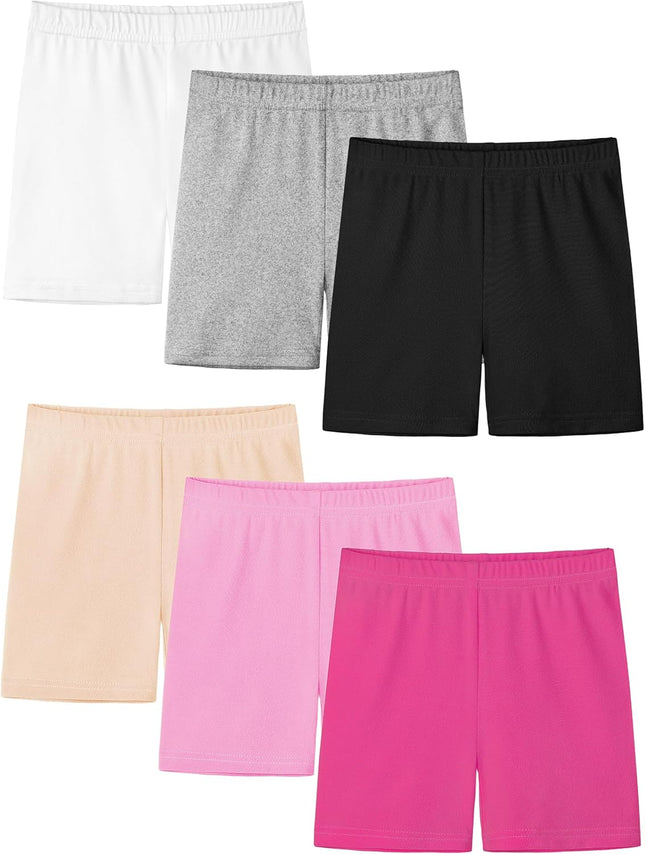 6 Pack Girls Bike Shorts under Dress Dance Cartwheel Shorts for Toddler Kids Summer Clothes Multicolor