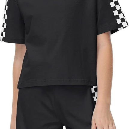 Unisex Girls Boys 2 Piece Outfits Crop Tops and Shorts Set Soft Cotton Clothing Sets Sports Tracksuit