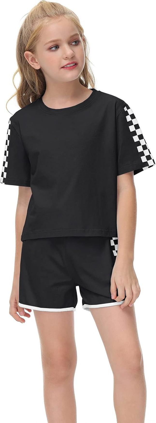 Unisex Girls Boys 2 Piece Outfits Crop Tops and Shorts Set Soft Cotton Clothing Sets Sports Tracksuit