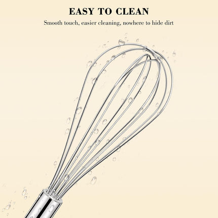 Stainless Steel Whisk Set 8" 10" 12" Kitchen Whisk Balloon Whisk Kitchen Wisk Wire Whisks for Cooking, Whisking, Blending, Beating, Stirring-3 Pack…