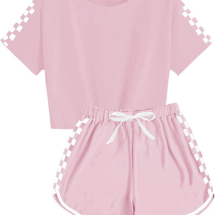 Unisex Girls Boys 2 Piece Outfits Crop Tops and Shorts Set Soft Cotton Clothing Sets Sports Tracksuit