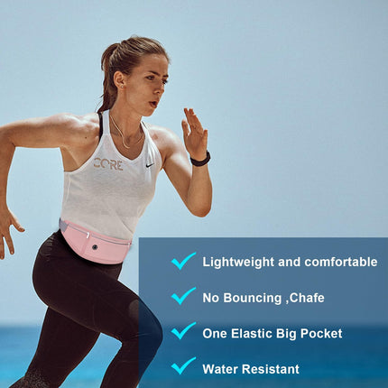 Slim Running Belt for Women Men,Runners Fanny Pack Phone Holder,Money Belt,Running Gear Accessories,With 3 Pockets.(Pink)