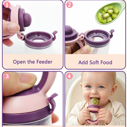 Baby Solids/Frozen Fruit Feeder Pacifier, Infant Teether Toy 4M+, Bpa-Free Silicone Pouch & Nipple, Safely Introduce Solids, Teething Relief, 2-Pack