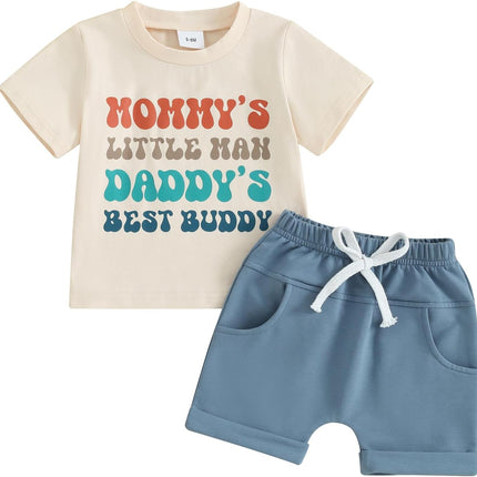 Toddler Baby Boy Summer Outfit Funny Letter T-Shirts Top Shorts Set Infant Boy Summer Clothes 6 12 18 Months 2T 3T