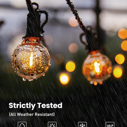 Outdoor String Lights 29 Feet G40 LED Patio Lights, Plug-In, 13 Plastic Edison Bulbs(1 Spare), Waterproof Connectable Hanging Light for Backyard Porch Balcony Party Decor, E12 Base, Black